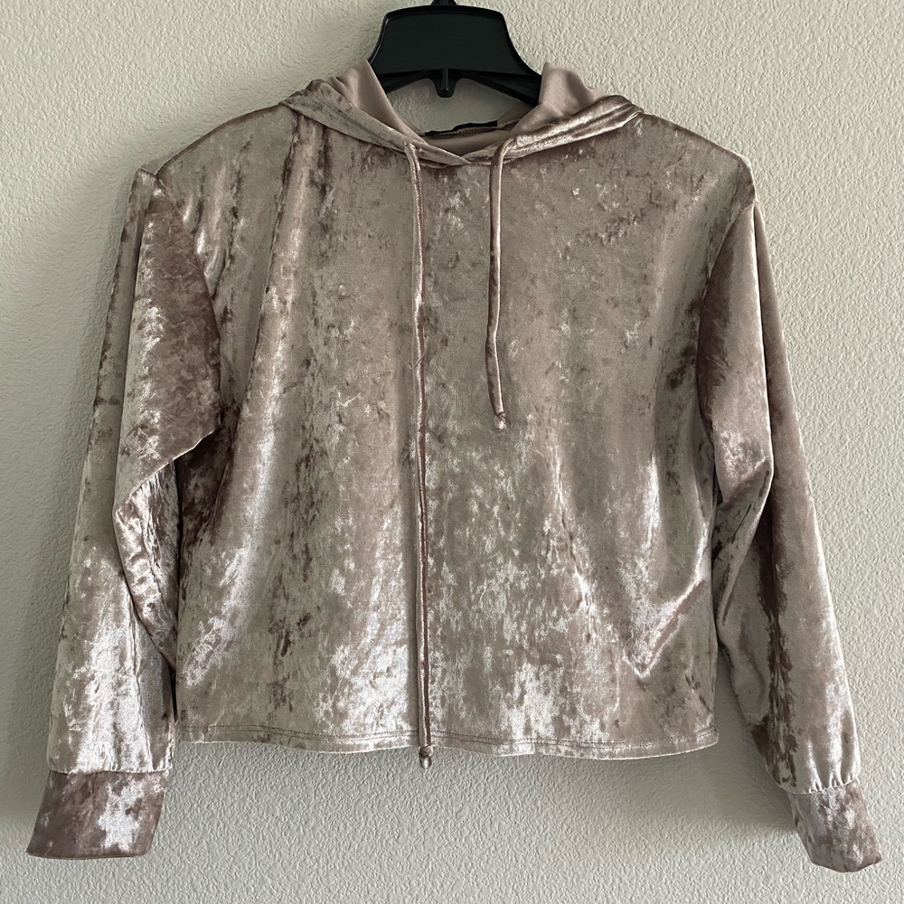 Queen bees small velvet pinkish purple hoodie crop boxy